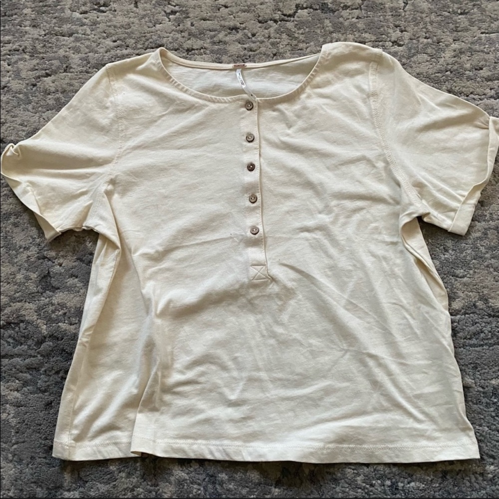 {Free People} Crop Henley Tee